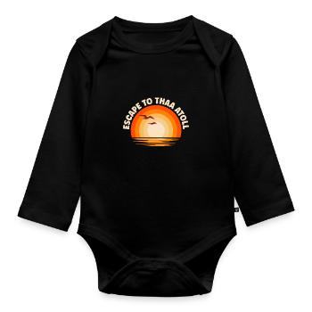 Ich fliehe nach Thaa Atoll - Baby Bio-Langarm-Body - Schwarz - Vorne