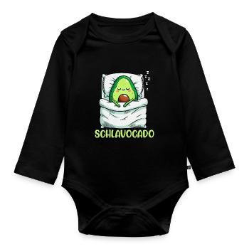 Schlavocado Avocado Sleep Lover Kawaii Avocado - Organic Longsleeve Baby Bodysuit - black - Front