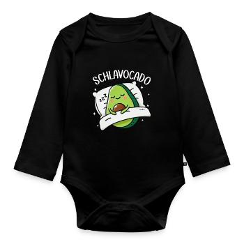 Schlavocado Avocado Sleep Lover Kawaii Avocado - Organic Longsleeve Baby Bodysuit - black - Front