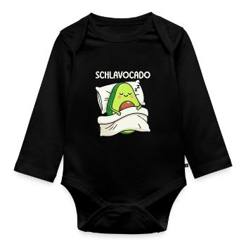 Schlavocado Avocado Sleep Lover Kawaii Avocado - Organic Longsleeve Baby Bodysuit - black - Front