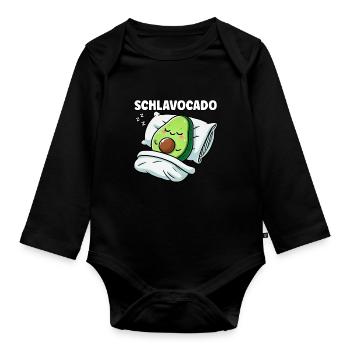 Schlavocado Avocado Sleep Lover Kawaii Avocado - Organic Longsleeve Baby Bodysuit - black - Front