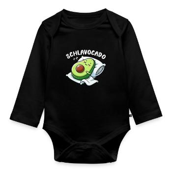 Schlavocado Avocado Sleep Lover Kawaii Avocado - Organic Longsleeve Baby Bodysuit - black - Front