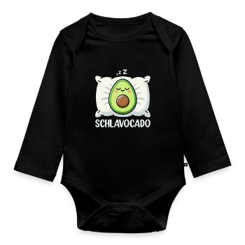 Schlavocado Avocado Sleep Lover Kawaii Avocado - Organic Longsleeve Baby Bodysuit - black - Front
