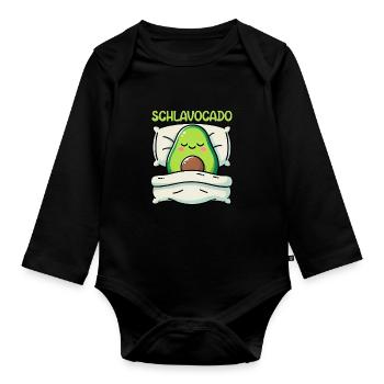 Schlavocado Avocado Sleep Lover Kawaii Avocado - Organic Longsleeve Baby Bodysuit - black - Front