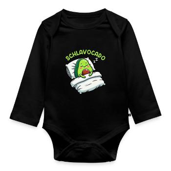 Schlavocado Avocado Sleep Lover Kawaii Avocado - Organic Longsleeve Baby Bodysuit - black - Front