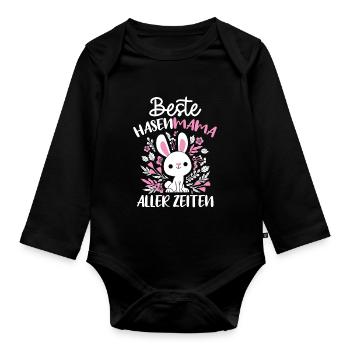 Best Bunny Mom Ever Bunny Rabbit Easter - Organic Longsleeve Baby Bodysuit - black - Front