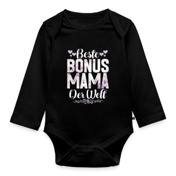 Bonus Maman Fête des Mères Maman Maternité Parent - Body Bébé bio manches longues - noir - Devant