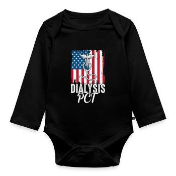Dialyse PCT USA Flagge Hämodialyse Patientenversorgung - Baby Bio-Langarm-Body - Schwarz - Vorne