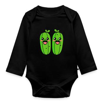 Gurke - Baby Bio-Langarm-Body - Schwarz - Vorne