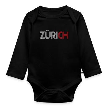 ZURICH Switzerland Switzerland - Organic Longsleeve Baby Bodysuit - black - Front