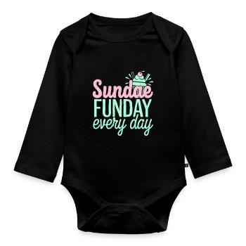 Cream Truck Owner Frozen Treats Mobile Dessert - Organic Longsleeve Baby Bodysuit - black - Front