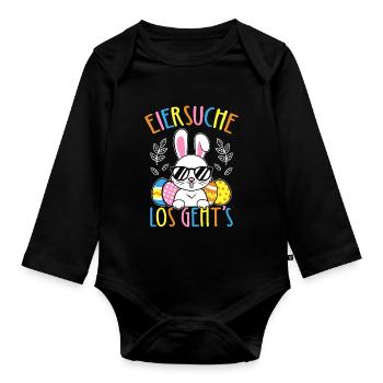 Chasse aux œufs Let’s Go Easter Bunny Easter Bunny Oeufs de Pâques - Body Bébé bio manches longues - noir - Devant