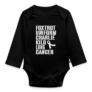 Drôle de cancer du poumon ruban blanc poumon poumon LUng - Body Bébé bio manches longues - noir - Devant