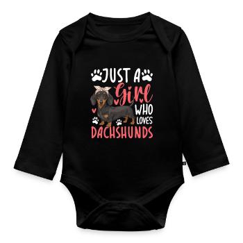 Juste une fille qui aime les teckels - Body Bébé bio manches longues - noir - Devant