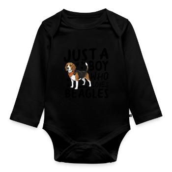 Just A Boy Who Loves Beagles - Baby Bio-Langarm-Body - Schwarz - Vorne