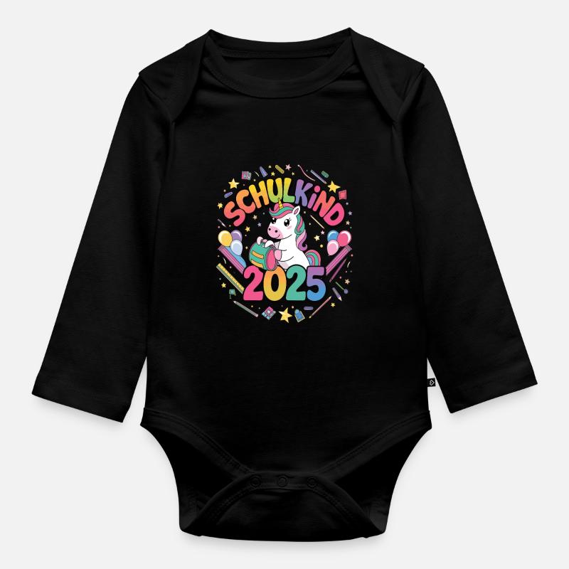 Schulkind 2025 Einschulung Schulanfang - Baby Bio-Langarm-Body - Schwarz