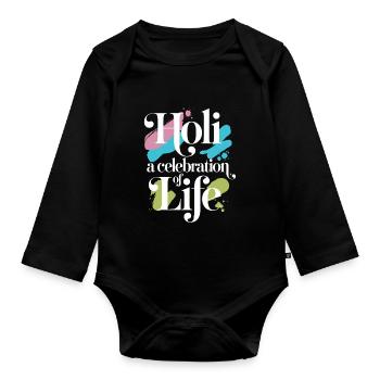 The Holi Festival Of Colors Indian Celebration - Organic Longsleeve Baby Bodysuit - black - Front
