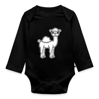 chameau - Body Bébé bio manches longues - noir - Devant