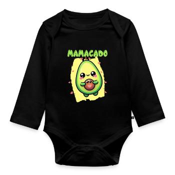 Mamacado Avocado Liebhaberin Muttertag - Baby Bio-Langarm-Body - Schwarz - Vorne