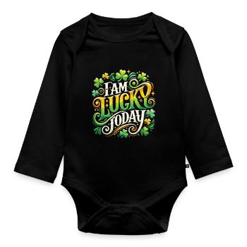 Jour de chance aujourd’hui Saint-Patrick - Body Bébé bio manches longues - noir - Devant