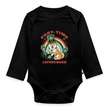 Part-time Leprechaun St. Patrick's Day - Organic Longsleeve Baby Bodysuit - black - Front