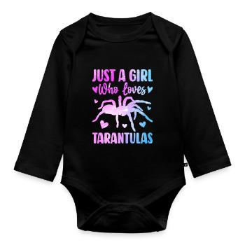 Juste une fille qui aime les araignées arachnides tarentule - Body Bébé bio manches longues - noir - Devant