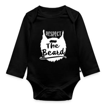 Father's Day Respect The Beard - Organic Longsleeve Baby Bodysuit - black - Front