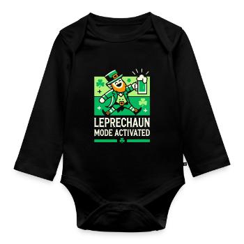 Leprechaun Mode Activates St. Patrick's Day Fun - Organic Longsleeve Baby Bodysuit - black - Front