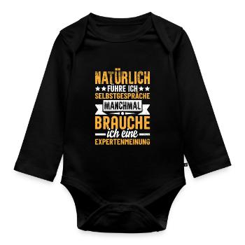 Bien sûr que je me parle à moi-même, drôle d’homme - Body Bébé bio manches longues - noir - Devant