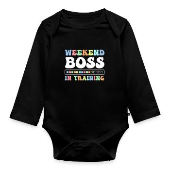 Joyeux vendredi Fri Yay École des enseignants Mème - Body Bébé bio manches longues - noir - Devant