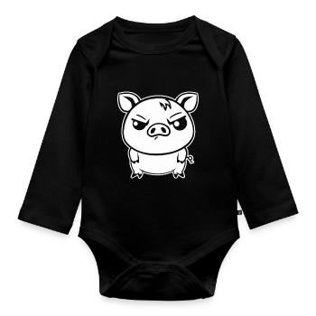 cochon - Body Bébé bio manches longues - noir - Devant