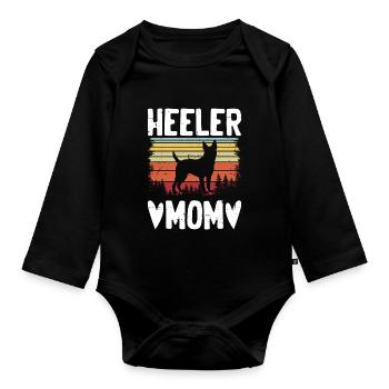 Heeler Mom Retro Australian Cattle Dog Funny - Organic Longsleeve Baby Bodysuit - black - Front