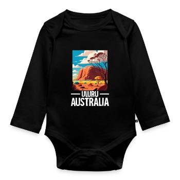 Uluru Australia Ayers Rock Landmark Funny - Organic Longsleeve Baby Bodysuit - black - Front