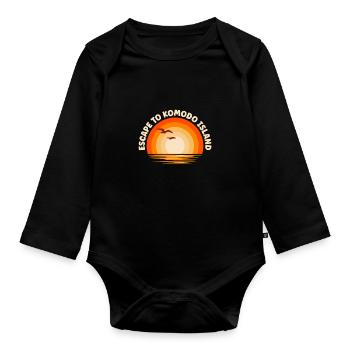 Ich fliehe nach Komodo Island - Baby Bio-Langarm-Body - Schwarz - Vorne