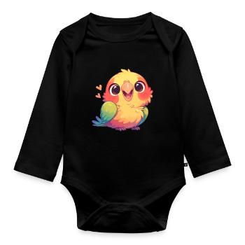 Papageie Papagei - Baby Bio-Langarm-Body - Schwarz - Vorne
