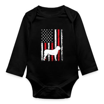 Mastiff USA drapeau grand chien drôle Mastiff troupeau - Body Bébé bio manches longues - noir - Devant
