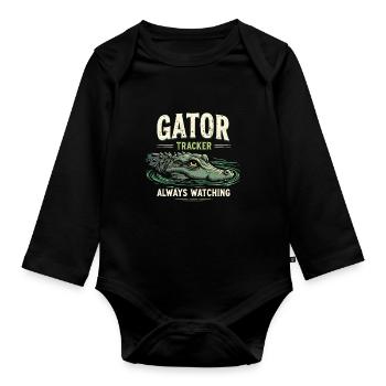 Alligator Crocodile Reptile Enthusiast Swamp - Organic Longsleeve Baby Bodysuit - black - Front