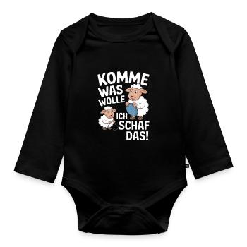 Ich Schaf Das Komme Was Wolle - Baby Bio-Langarm-Body - Schwarz - Vorne