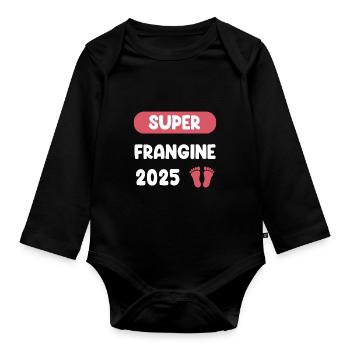 Ankündigung der Schwangerschaft der Schwester im Super 2025 - Baby Bio-Langarm-Body - Schwarz - Vorne
