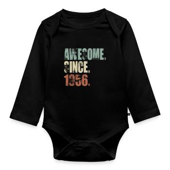 Awesome Since 1956 Birthday Retro - Organic Longsleeve Baby Bodysuit - black - Front
