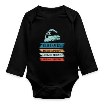 Eisenbahn Zugführer Rente Rentner Zug - Baby Bio-Langarm-Body - Schwarz - Vorne