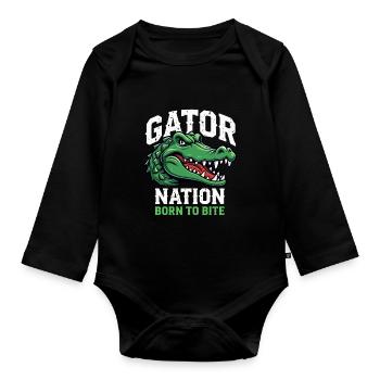 Alligator Crocodile Reptile Enthusiast Swamp - Organic Longsleeve Baby Bodysuit - black - Front