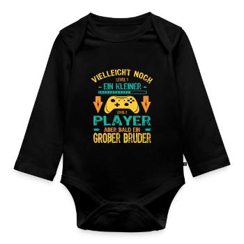 Only child complete I'll soon be a big brother - Organic Longsleeve Baby Bodysuit - black - Front