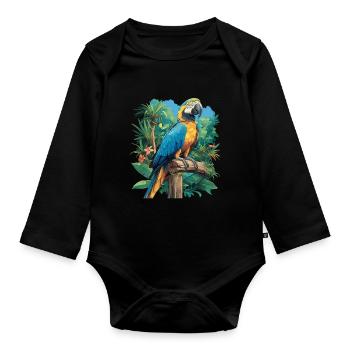 Parrot Parrot Parrot - Organic Longsleeve Baby Bodysuit - black - Front