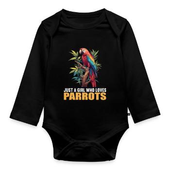 Parrot Parrot Parrot - Organic Longsleeve Baby Bodysuit - black - Front