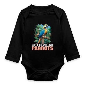 Parrot Parrot Parrot - Organic Longsleeve Baby Bodysuit - black - Front