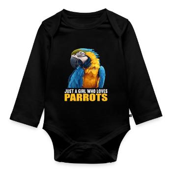 Parrot Parrot Parrot - Organic Longsleeve Baby Bodysuit - black - Front