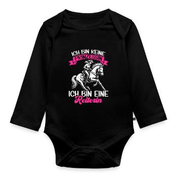 Reiten Reitsport Pferdereiter Pferdeliebhaber - Baby Bio-Langarm-Body - Schwarz - Vorne