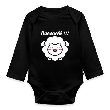 Sheep - Organic Longsleeve Baby Bodysuit - black - Front