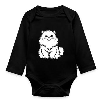 Persian cat - Organic Longsleeve Baby Bodysuit - black - Front